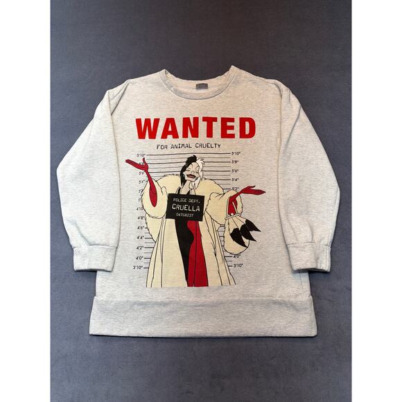 Disney Sweaters - Disney Cruella Villian Sweatshirt 3/4 Sleeves Size Medium Heather Grey